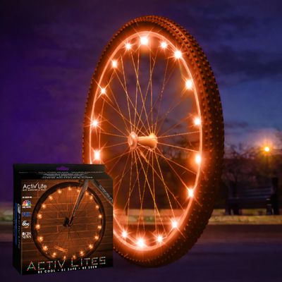 Activ Life LED Bike Wheel Lights with Batteries Included, Get 100% Brighter and Visible from All Angles for Ultimate Safety & Style (1 Tire Pack, Orange)