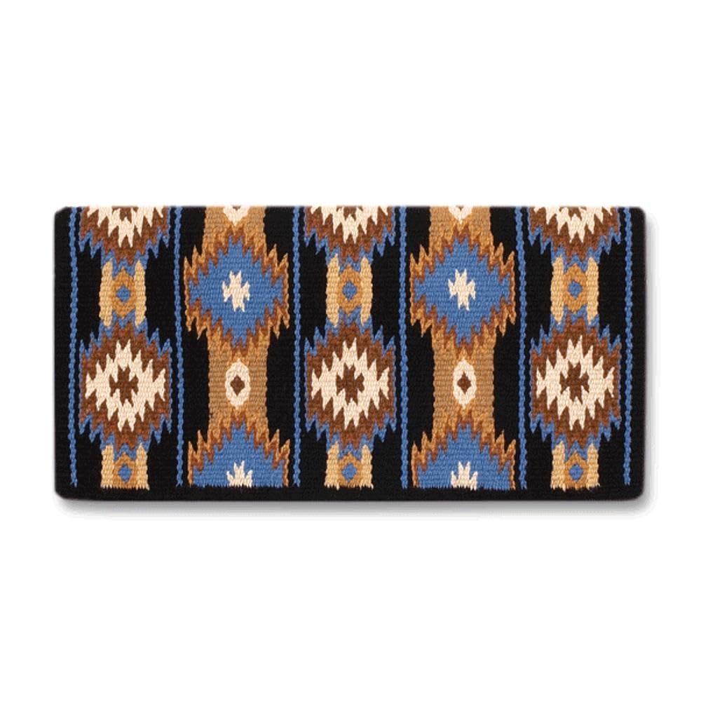 Mayatex 1463-9 Two X Two 38inx34in New Zealand Wool Saddle Blanket Navy, Tan, Blue 38 x 34