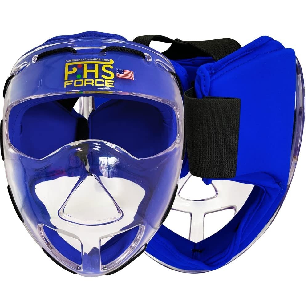 Short Corner Field Hockey Face Mask Force Blue Clear Transparent Penalty Corner Protection (Senior)