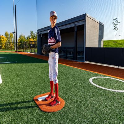 Portolite - Short Spiked Baseball Pitching Mat - One-Piece - Baseball Mats (Clay)