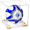 Better Display Cases Acrylic Display Case for Collectibles, Full Size Soccer Ball Display Case, Yellow Risers & White Base, Handcrafted Showcase Box.DIM;9.75" L x 9.75" W x 9.75" H. (B02) view 1