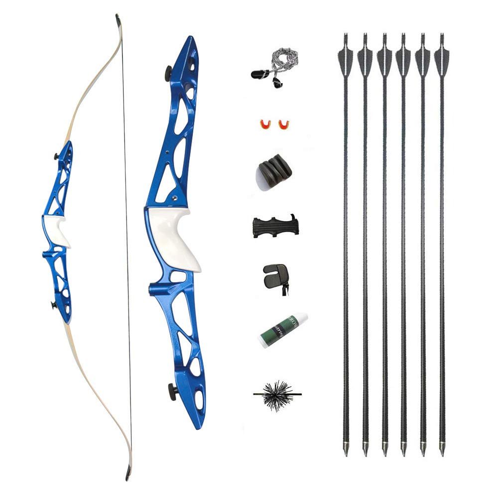 AMEYXGS 66" 68" 70" Archery Takedown Recurve Bow and Arrow Set Aluminum Bow Riser Hunting Shooting Target Practice Competition Longbow Right Hand Bow 12-40 Lbs (36 Lbs, 68" Blue Set)