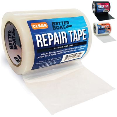 Better Boat Repair Tape for Fabric and Vinyl 30ft x 3in, Clear Waterproof Patch Tape for RV Awning Canvas Tent Tarp Sail Canopy Boat Cover, Heavy Duty