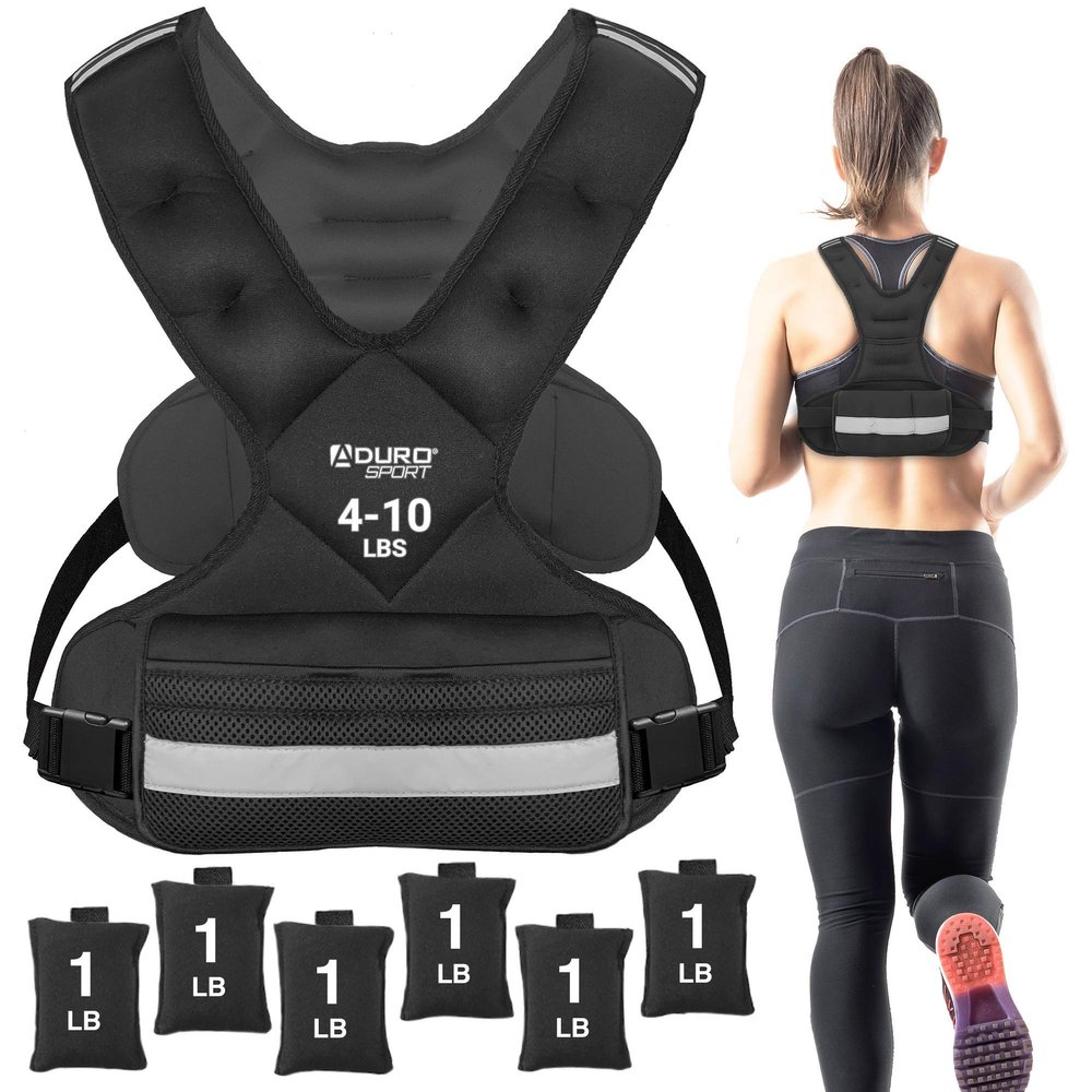 "Aduro Sport Adjustable Weighted Vest Workout Equipment, 4lbs-10lbs Body Weight Vest for Men, Women, Kids"