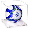 Better Display Cases Acrylic Display Case for Collectibles, Full Size Soccer Ball Display Case,White Risers & White Base, Handcrafted Showcase Box.DIM;9.75" L x 9.75" W x 9.75" H. (B02) view 1