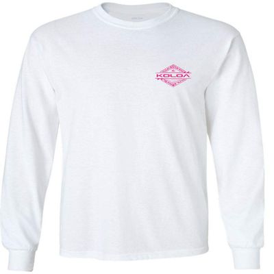 Koloa Surf Mens Diamond Thruster Logo Long Sleeve T-Shirt-Tall-3XLT-White/pink