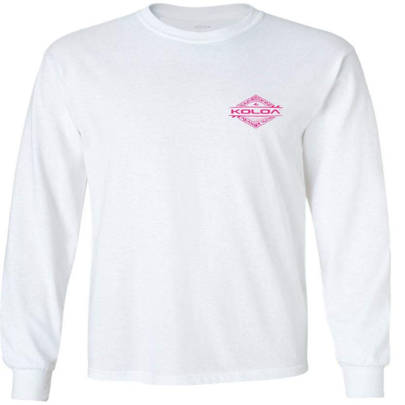 Koloa Surf Mens Diamond Thruster Logo Long Sleeve T-Shirt-Tall-3XLT-White/pink