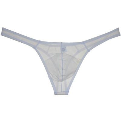 Jaxu Men's See-through Mesh T-back Breathable Bikini Underwear Sexy Pouch Thong White L