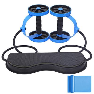 Ab Roller Wheel AGYH Multifunctional Double Wheel-Fitness with Yoga Belt, Professional Core Muscle Exercise, Enhance Physical Fitness, 2 Colors (Color : Blue)