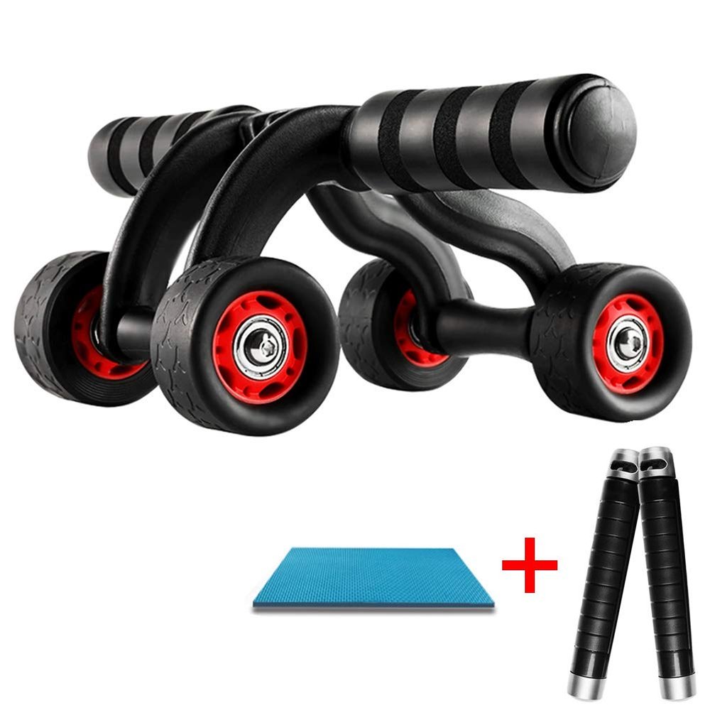 Ab Roller Wheel AGYH Home Professional, Four-Wheel Drive Safe and Stable, Unisex Fitness Slimming Exercise Ab Roller Kit with Skipping Rope