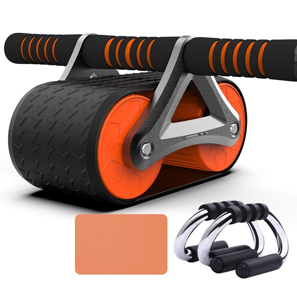 Ab Roller Wheel AGYH Automatic Rebound, Stable and Safe Triangle Structure, Soft and Comfortable Handle, Household Abdominal Wheel (Color : Orange)