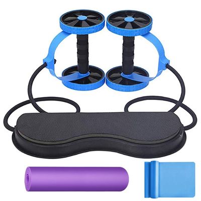 Ab Roller Wheel AGYH Abdominal Roller Full Body Power Workout Machine, Fitness Pull Rope Abdominal Power Roll Trainer Waist Slimming Get a Free Yoga Belt and Mat (Color : Blue)