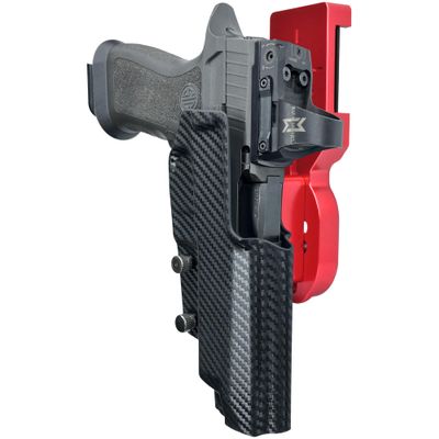 Pro Heavy Duty Competition Holster fits Sig P320 Full Size, AXG Pro, M17, XFive, DH3, Spectre Comp, P320MAX (Right-Hand Draw, Red/Carbon Fiber)