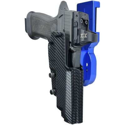 Pro Heavy Duty Competition Holster fits Sig P320 Full Size, AXG Pro, M17, XFive, DH3, Spectre Comp, P320MAX (Right-Hand Draw, Blue/Carbon Fiber)