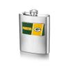 Pro Specialties Group NFL Green Bay Packers 8-Ounce Matte Finished Stainless Steel Hip Flask with Rectangular Team Emblem and Funnel Silver, 5 1/4 x 3 3/4 x 7/8 view 1