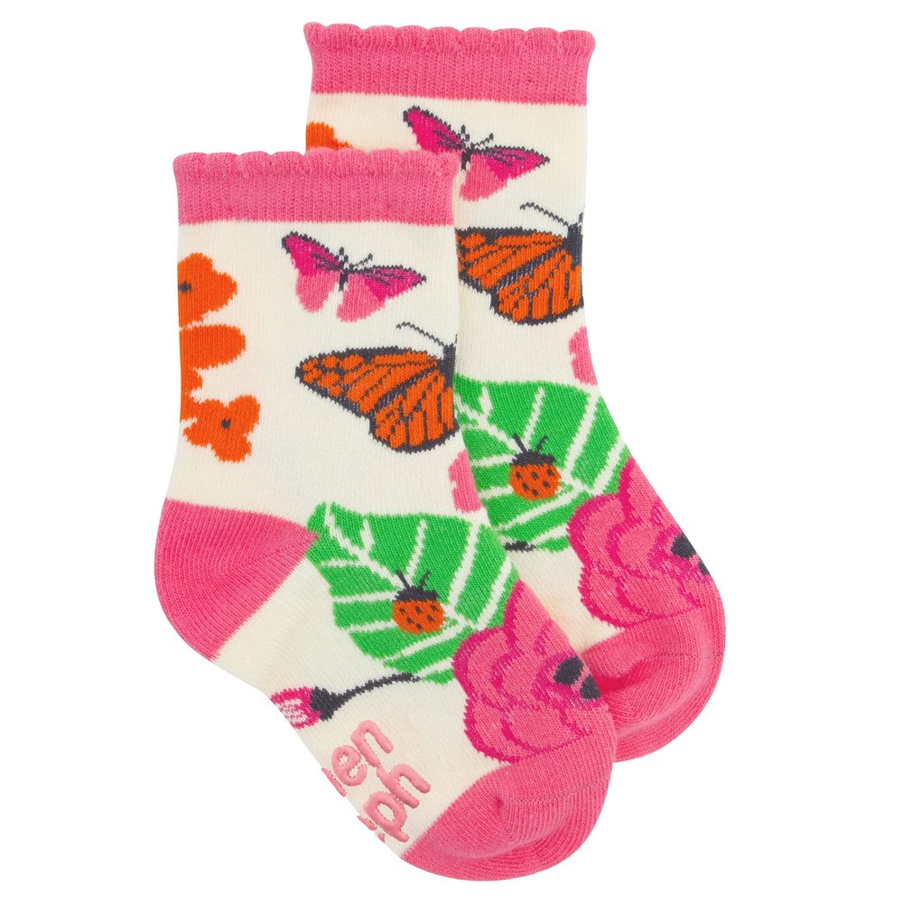 Stephen Joseph, Toddler Kids Boys Girls Unisex Non-Slip Fashion Cotton Crew Socks, Butterfly, Small US