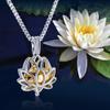 XSMZB Necklace Urn lotus flower Cremation Jewelry for Ashes with Built-in Urn Jar Urn Necklace for Ashes Stainless Steel Ashes Necklace for Women(Gold view 3