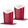Aatacas Pack of 2 Plush Lined Eyeglasses Holder Stand Protective Glasses Case For Desks Or Nightstands (2 Pcs Red)