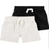 Carter's Baby Boys' 2-Pack Shorts (3 Months, Black/Heather) view 2