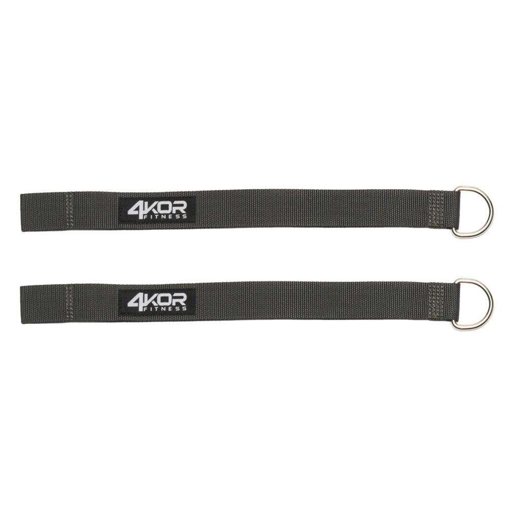 4KOR Squat Rack Strap Anchors for Resistance Bands- Heavy Duty Power Rack Straps Compatible with 4KOR Shoulder Exercise Cords - One Pair of Squat Rack Straps with Metal D-Rings