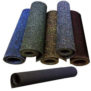 American Floor Mats 3/8in (9mm) Thick 20% Dark/Light Blue 4' x 9' Hi-Color Rubber Rolls (20%), Protective Exercise Mats, Home Gym Rubber Flooring