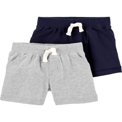 Carter's Baby Boys' 2-Pack Shorts (3 Months, Navy/Heather)