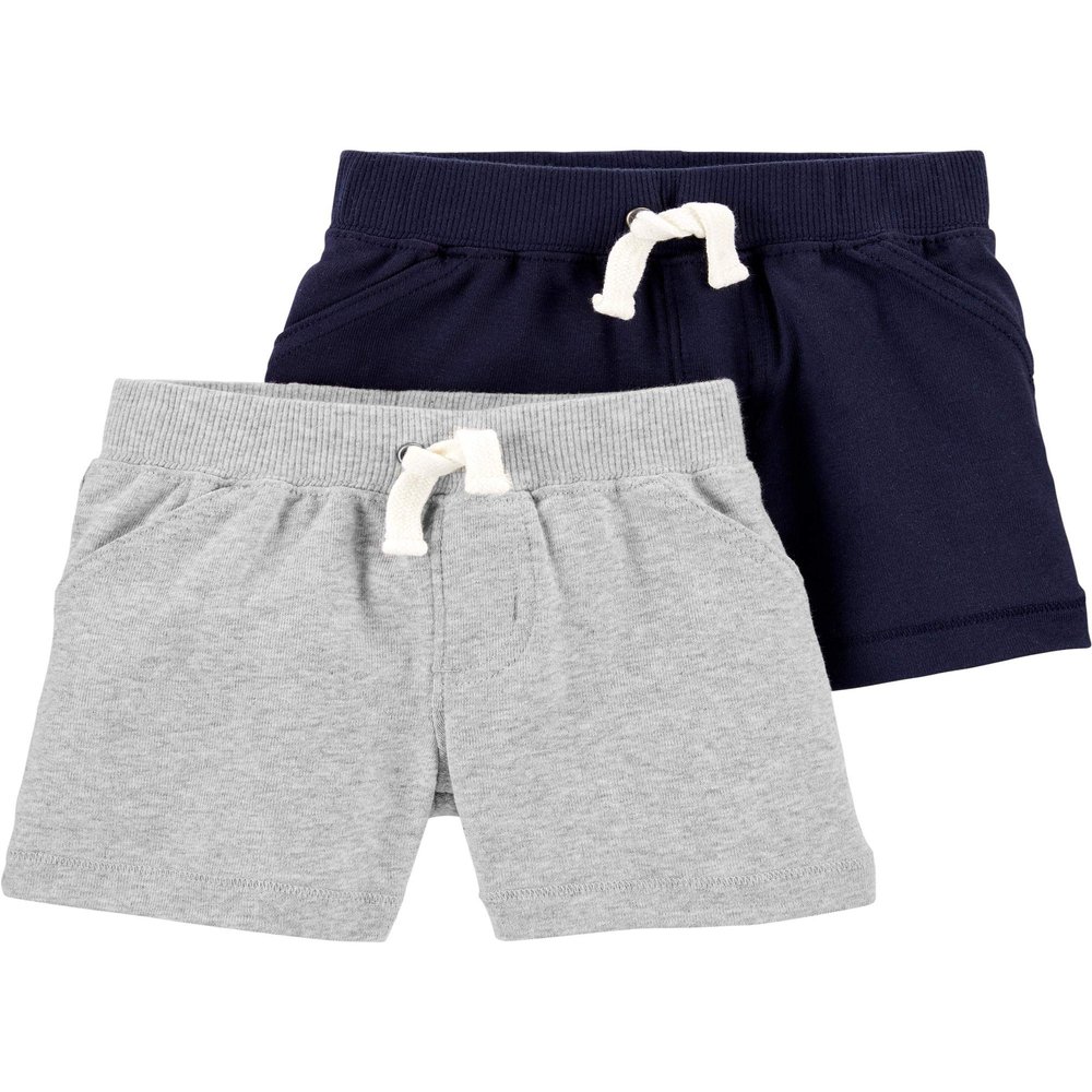 Carter's Baby Boys' 2-Pack Shorts (3 Months, Navy/Heather)