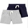 Carter's Baby Boys' 2-Pack Shorts (3 Months, Navy/Heather) view 1