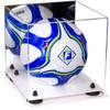 Better Display Cases Acrylic Display Case for Collectibles, Full Size Soccer Ball Display Case,Black Risers & White Base, Handcrafted Showcase Box.DIM;9.75" L x 9.75" W x 9.75" H. (B02) view 1