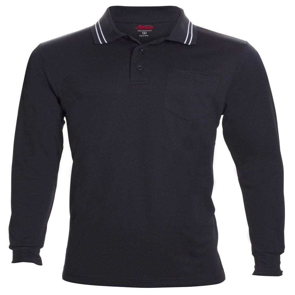 Adams USA Baseball/Softball Long Sleeve Umpire Polo, Large Black