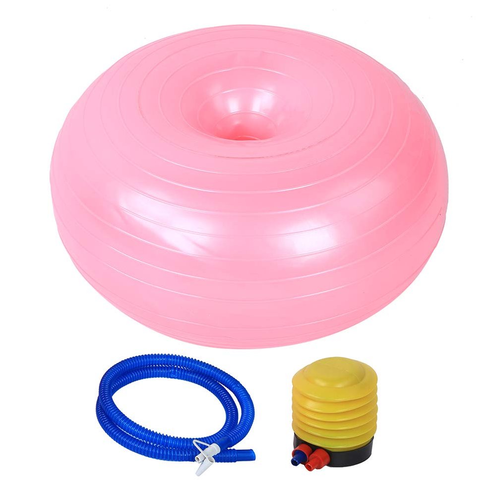 Yoga Ball - 50cm Exercise Ball - PVC Doughnut Shape - Yoga Ball Chair - Balance Trainer - Thicken Anti-Explosion Inflatable Seating Exercise - for Office & Home & Gym