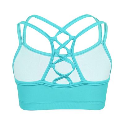 Kaerm Girls Kids Solid Color Cirsscross Knotted Back Sports Bra Athletic Crop Top Gymnastics Undershirts Mint Green 8
