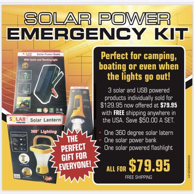 Solar Light Emergency KIT, 3 Item Bundle 4963593186055, 4963593186017 and 4963593186055