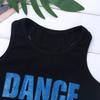 Oyolan Kids Girls Sleeveless Racer Back Shiny Letters Printed Crop Top Sports Dance Bra Blue 6 view 2