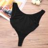 Oyolan Womens One Piece Semi See-Through Sleeveless Bodysuit Swimsuit Backless High Cut Thong Leotard Black One Size view 3