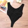 Oyolan Womens One Piece Semi See-Through Sleeveless Bodysuit Swimsuit Backless High Cut Thong Leotard Black One Size view 4