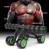 Ab Roller for Abs Workout - 4 Wheel AB Wheel Roller - Workout System - with Knee Protection Pad - Home Gym Workout Exercise Equipment - Abdomen Muscle Training - for Men/Women(Green+Black) view 3