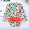 Hularka Infant Baby Girls One Piece Long Sleeve Ruffled Rash Guard Swimwear Floral Printed Swimsuits Bathing Suits Light Green 18-24 Months view 4