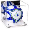 Better Display Cases Acrylic Display Case for Collectibles, Full Size Soccer Ball Display Case,Silver Risers & White Base, Handcrafted Showcase Box.DIM;9.75" L x 9.75" W x 9.75" H. (B02) view 1