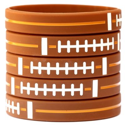 5 Youth Size Football Silicone Sports Wristbands
