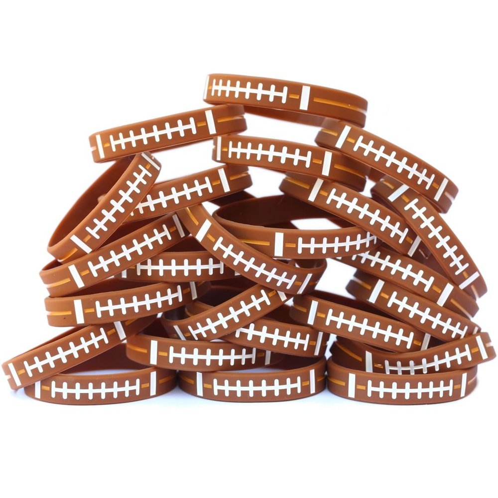 100 Youth Size Football Silicone Sports Wristbands