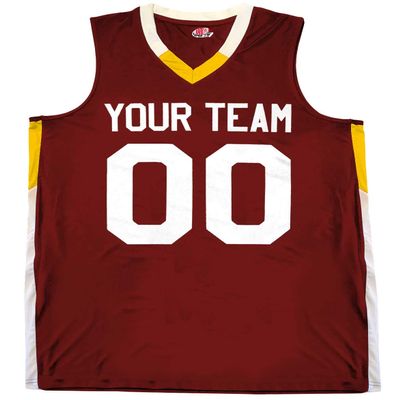 Custom Basketball Jersey V-Neck 2 Color Trim Maroon and Gold Adult 2X-Large