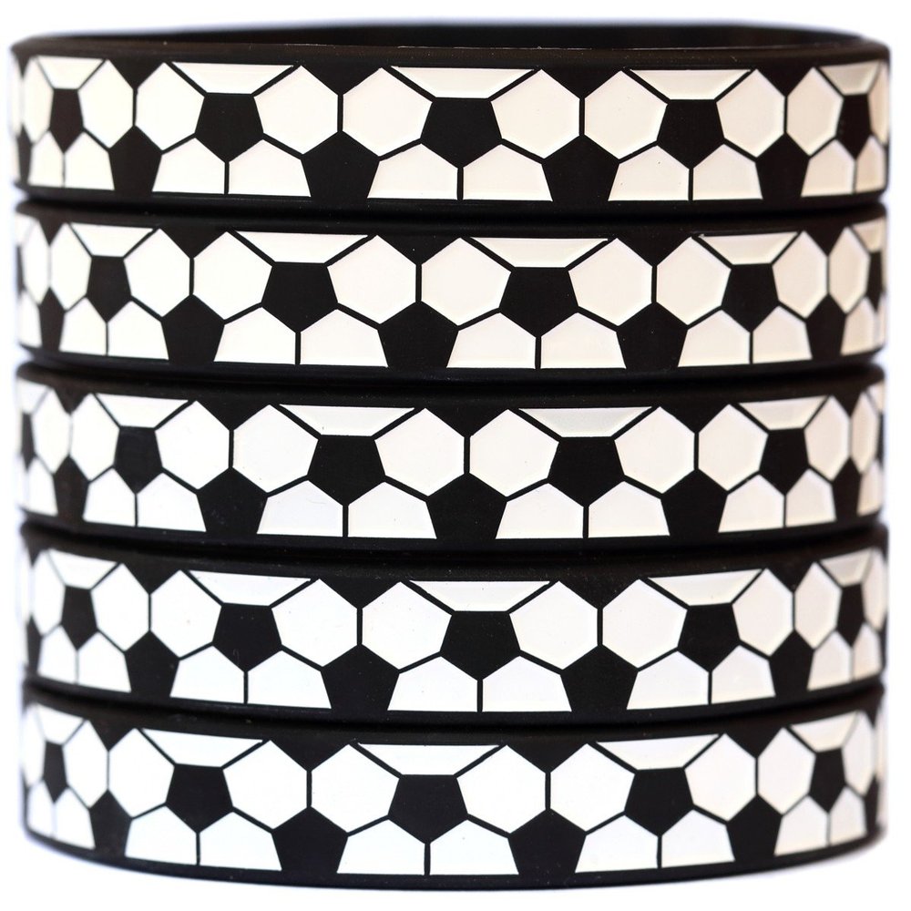 5 Youth Size Soccer Silicone Sports Wristbands