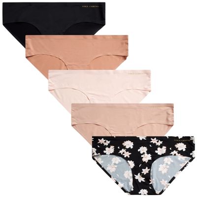 Vince Camuto Women's Hipster Underwear - 5 Pack Ultra Soft & Sexy Lingerie - Breathable Seamless Panties for Women, Size Large, Floral Assorted