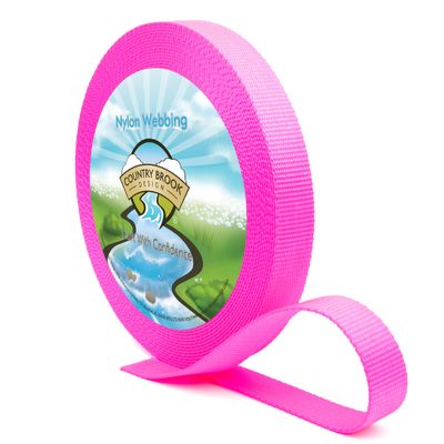 Country Brook Design - Nylon Webbing 1 Inch Straps for Bags, Furniture Straps, Molle Straps, Nylon Strap, Bag Straps, Lashing Straps, Purse Making Supplies (Fuchsia, 50 Yards)