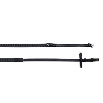 Dover Saddlery Flex Grip Rubber Reins, 54, Black/Black Hook Studs