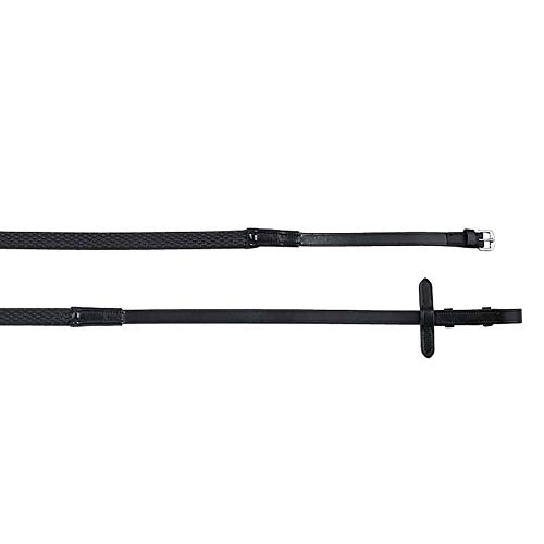Dover Saddlery Flex Grip Rubber Reins, 54, Black/Black Hook Studs