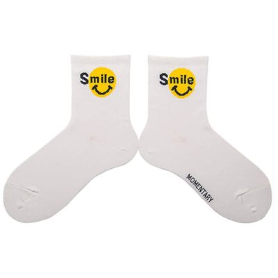 White Smiley Socks Women'S Socks-Milky White_One Size