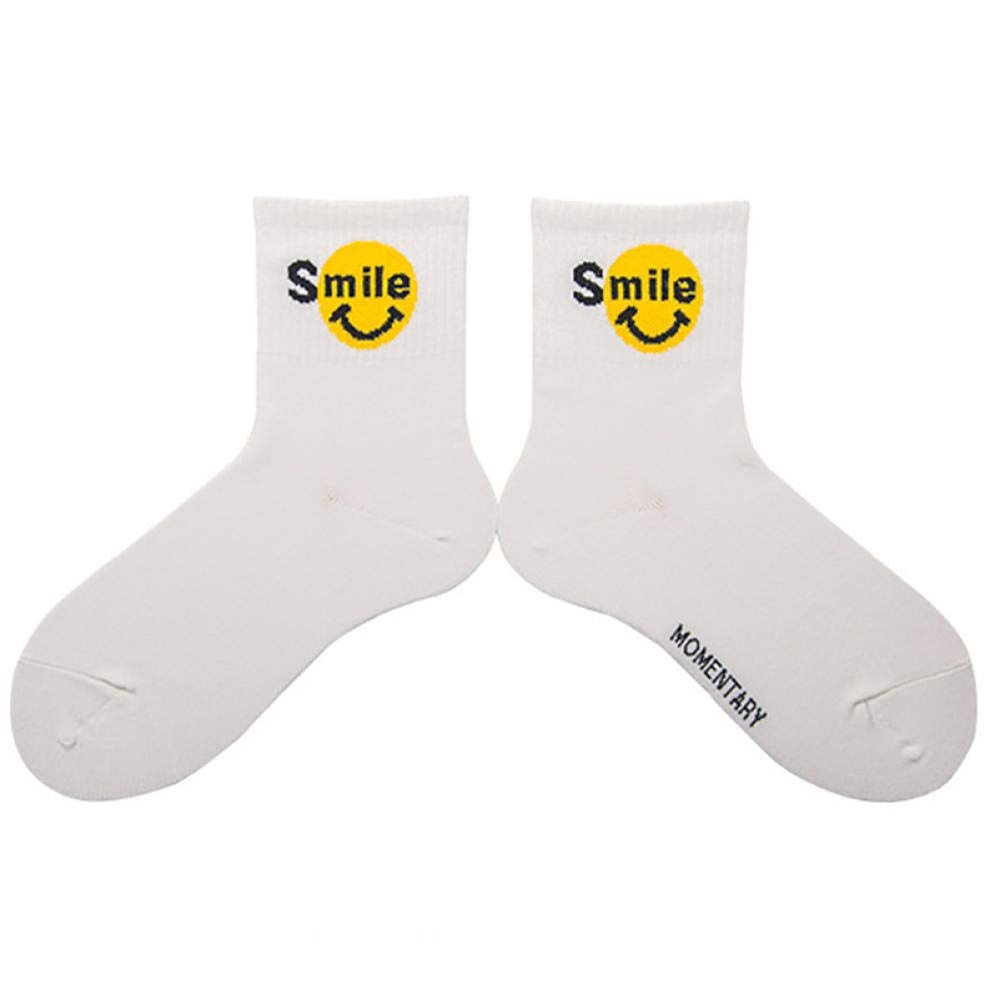 White Smiley Socks Women'S Socks-Milky White_One Size