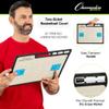 Champion Sports XL Dry Erase Board for Coaching Basketball - Whiteboards for Strategizing, Techniques, Plays - 2-Sided Game Boards with Handle - Front Side Full Court - Backside Half Court and Lineup view 4